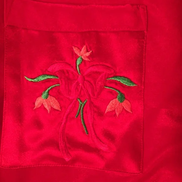 Inhibitions Red front button down dress embroidered design on pocket Size small - Picture 5 of 5